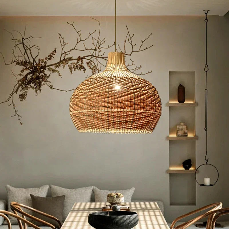 Beige Rattan Ceiling Lamp