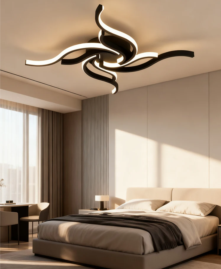 Black Dimmable LED Ceiling Lights With Remote Control