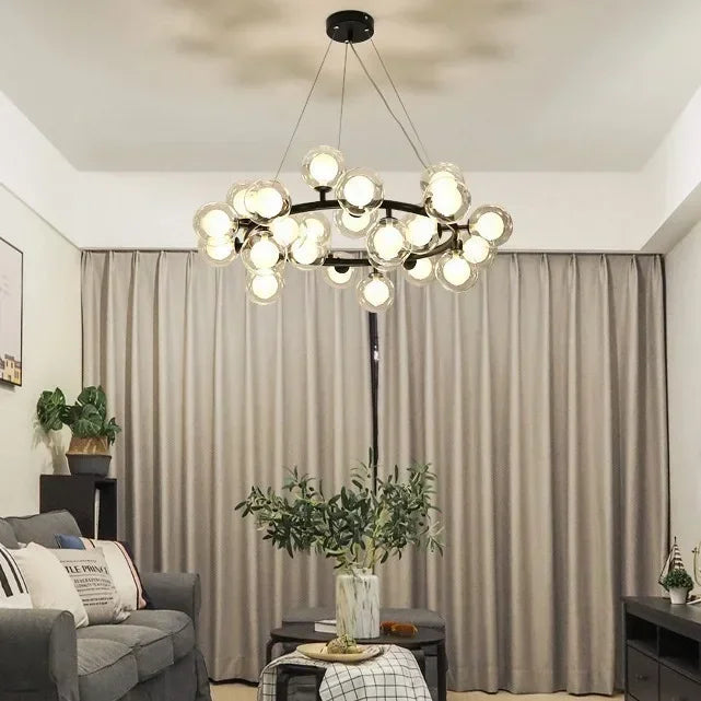 Glass Ball Chandelier Black