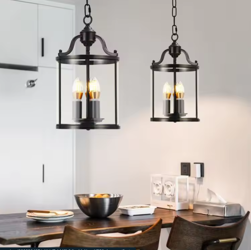 Black Glass Hanging Lamp For Dining Room Table