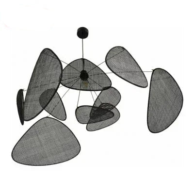 Black Handmade Rattan Leaf Ceiling Light
