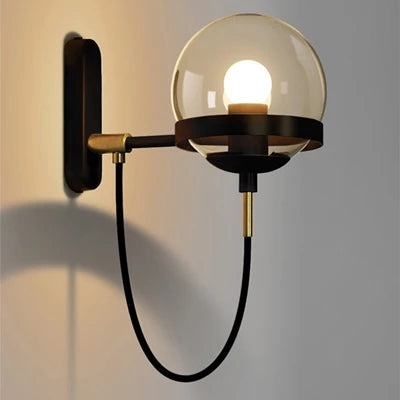 Black Modern Glass Ball Wall Lamp