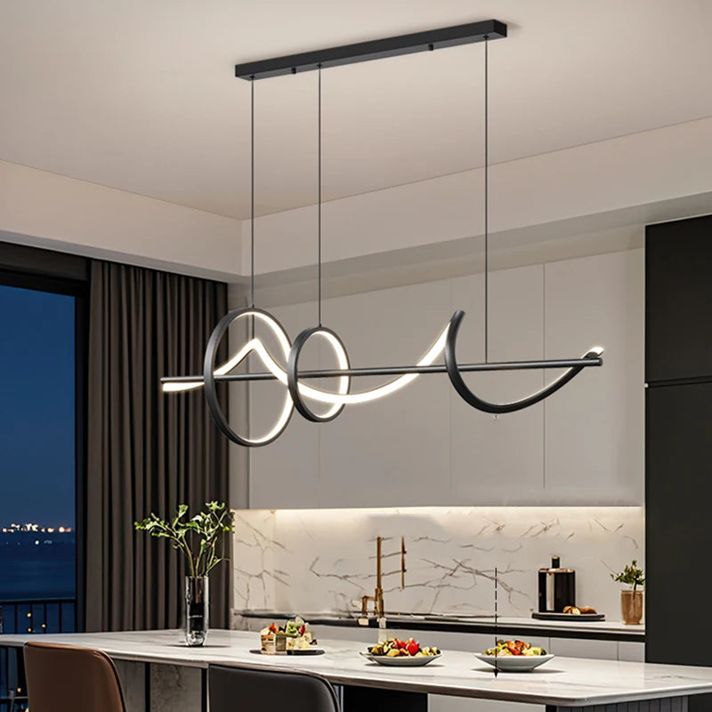 Modern LED Kitchen Dining Room Chandelier Black