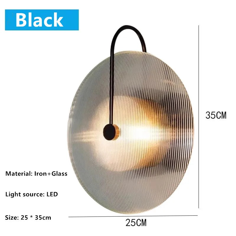 Black Modern Wall Lamp With Glass Shade