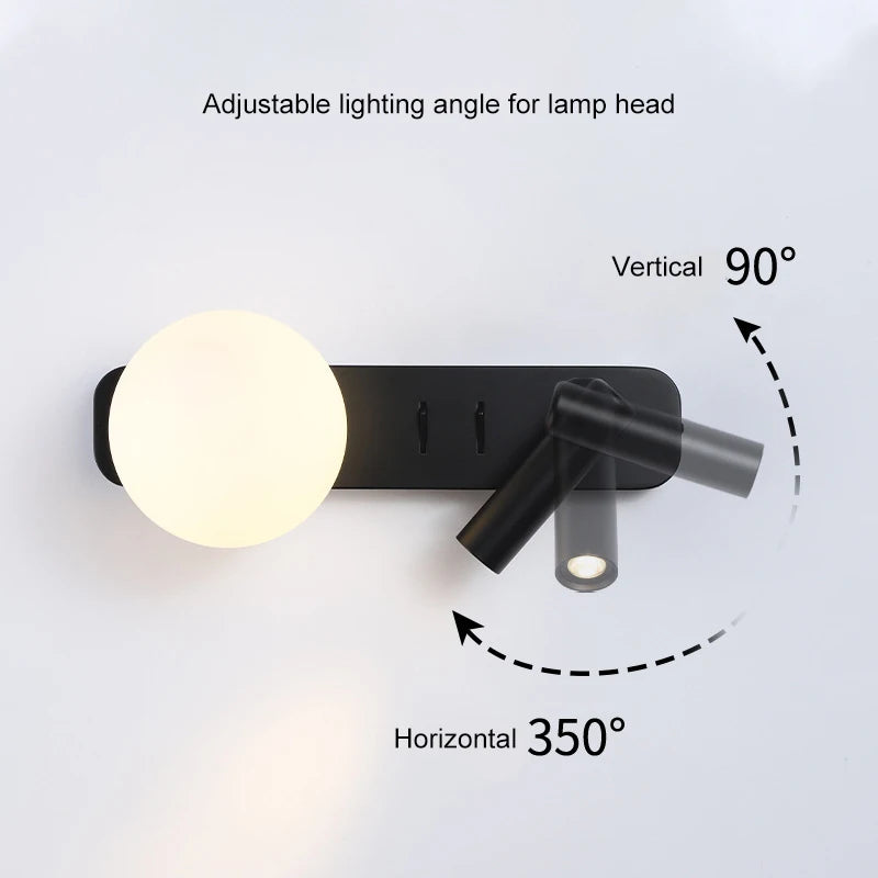 Modern Rotatable LED Wall Lights for Bedroom Bedside Lighting