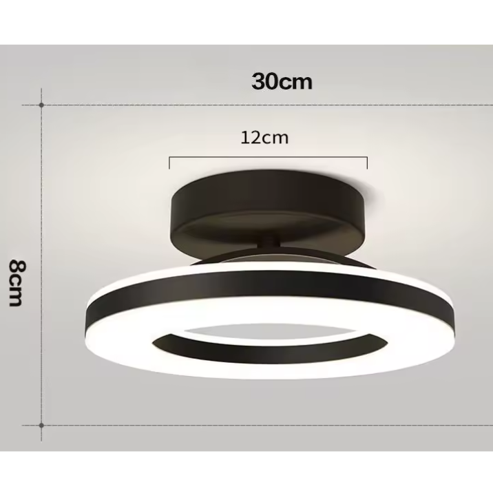 Black Round Aluminum Ceiling Light For Bedroom Dining Table Living Room Hallway