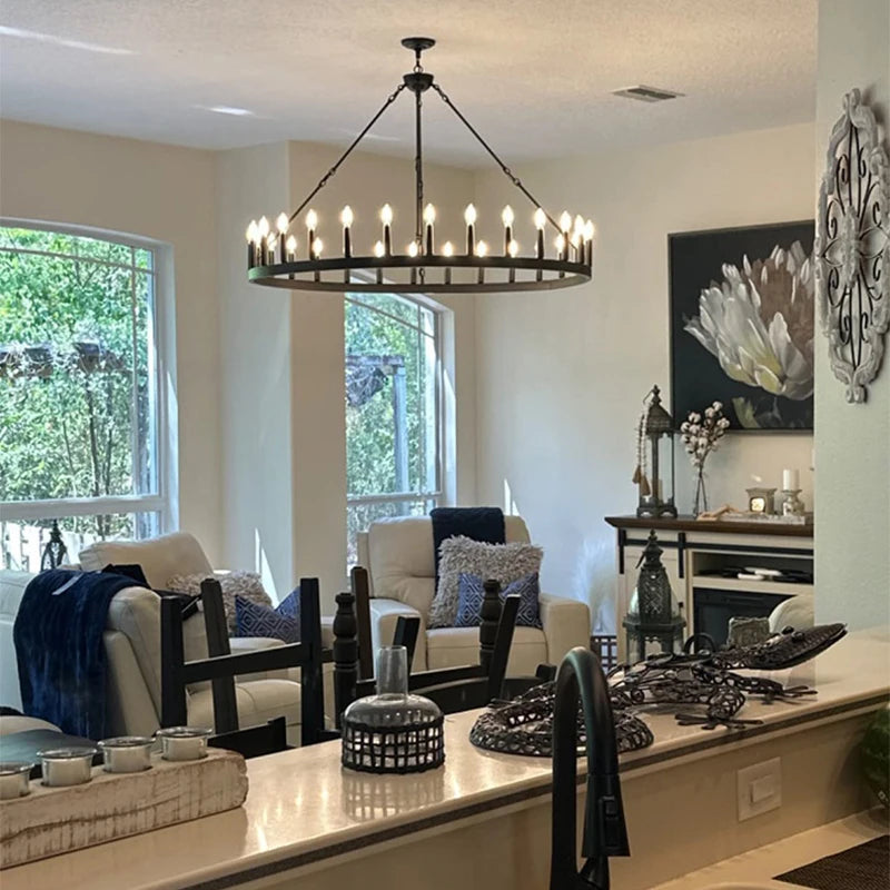 Black Round Iron Chandelier