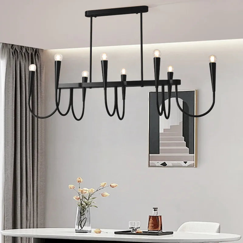 Black Timeless LED Chandelier for Dining Room Kitchen