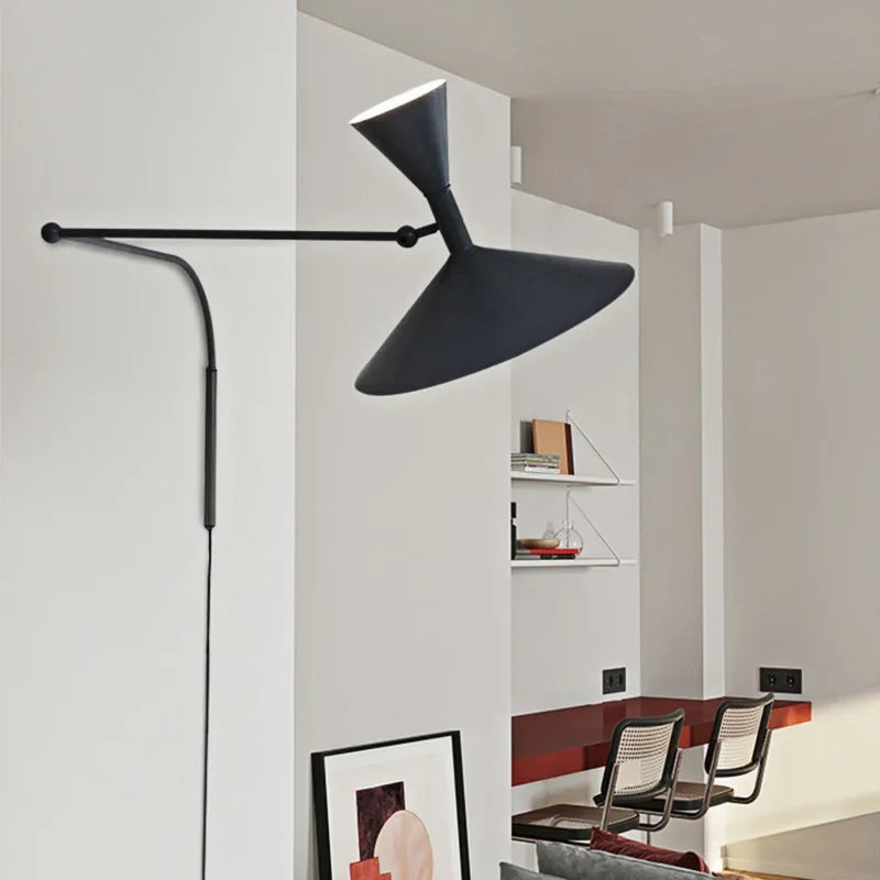 Wall Lamp With Swing Arm Black