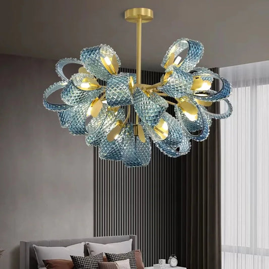 Blue Glass Ceiling Light Fixture