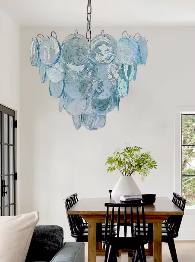 Murano Glass Ceiling Chandelier Blue