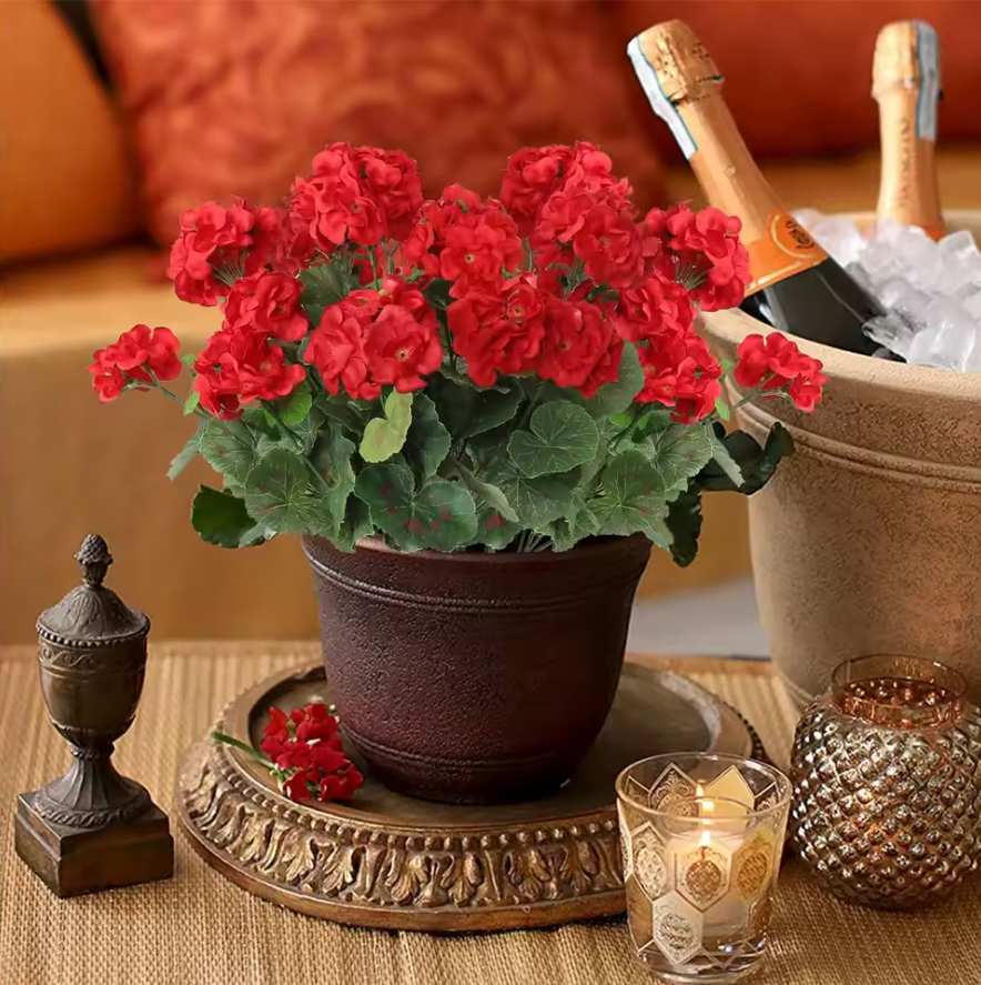 Bouquet Artificial Geraniums Flowers