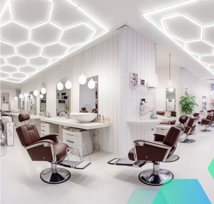Bright Hexagon Ceiling Light For Garage Shop Hair Salons