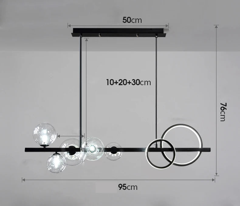 Ceiling Light Chandelier For Kitchen Dining Area Black