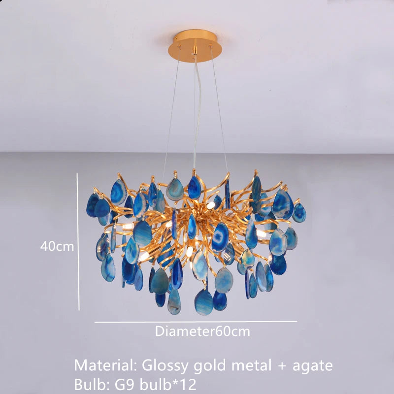 Chandelier With Blue Agate Quartz