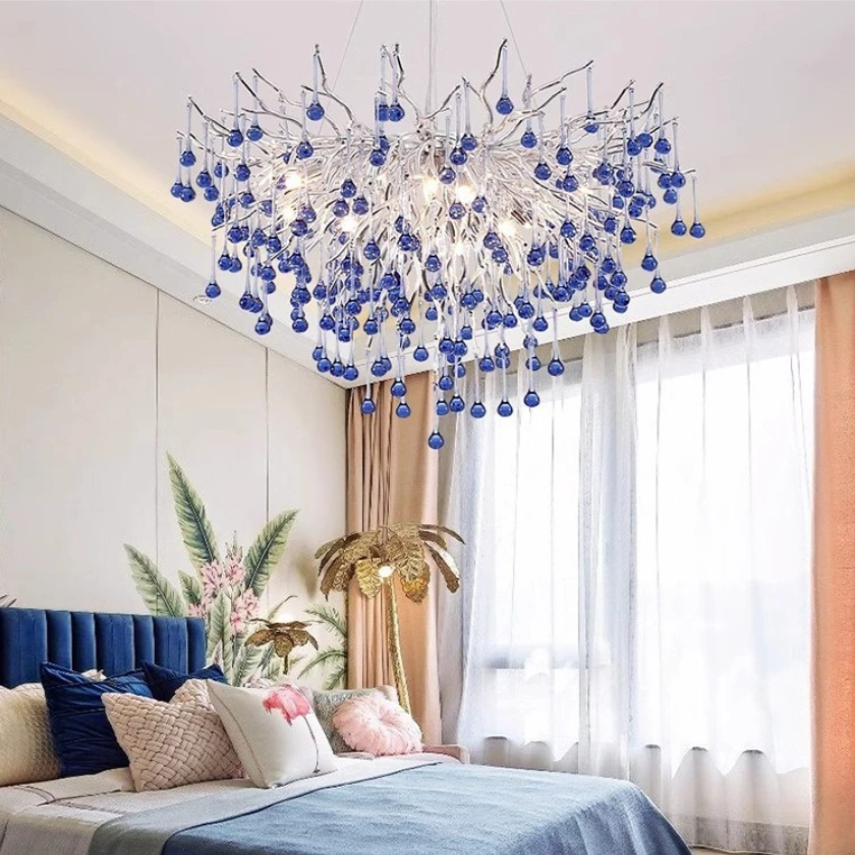 Chandelier With Blue Crystal