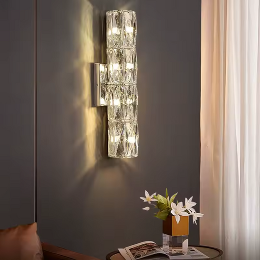 Contemporary Crystal Wall Light With Chrome Or Gold Finish