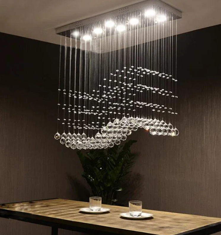 Contemporary Modern Crystal Chandelier Dining Room
