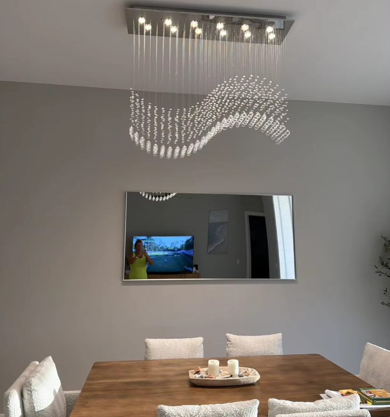 Contemporary Modern Crystal Chandelier Dining Room Table