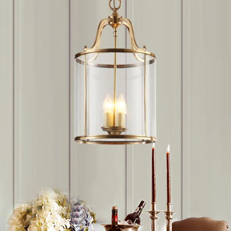 Copper And Glass Birdcage Hanging Lamp