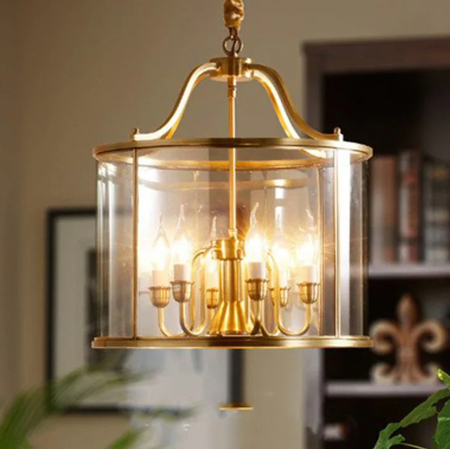 Copper And Glass Hanging Lamp