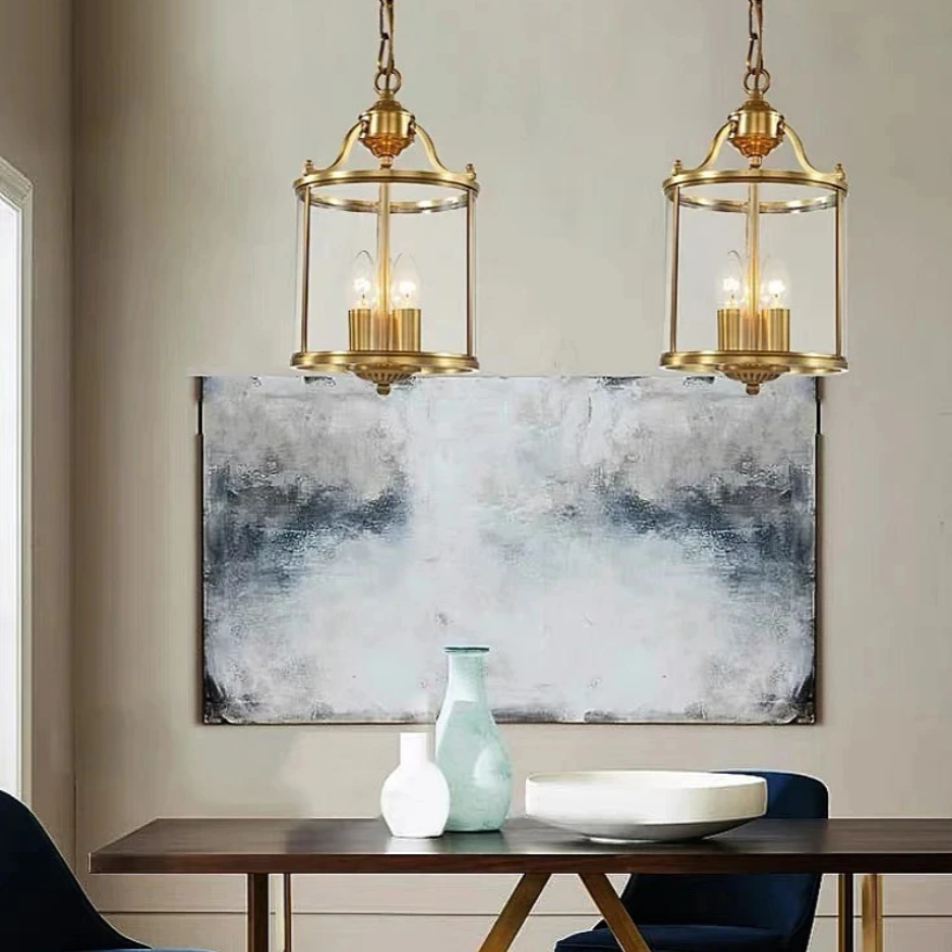 Copper And Glass Hanging Lamp Dining Room Table