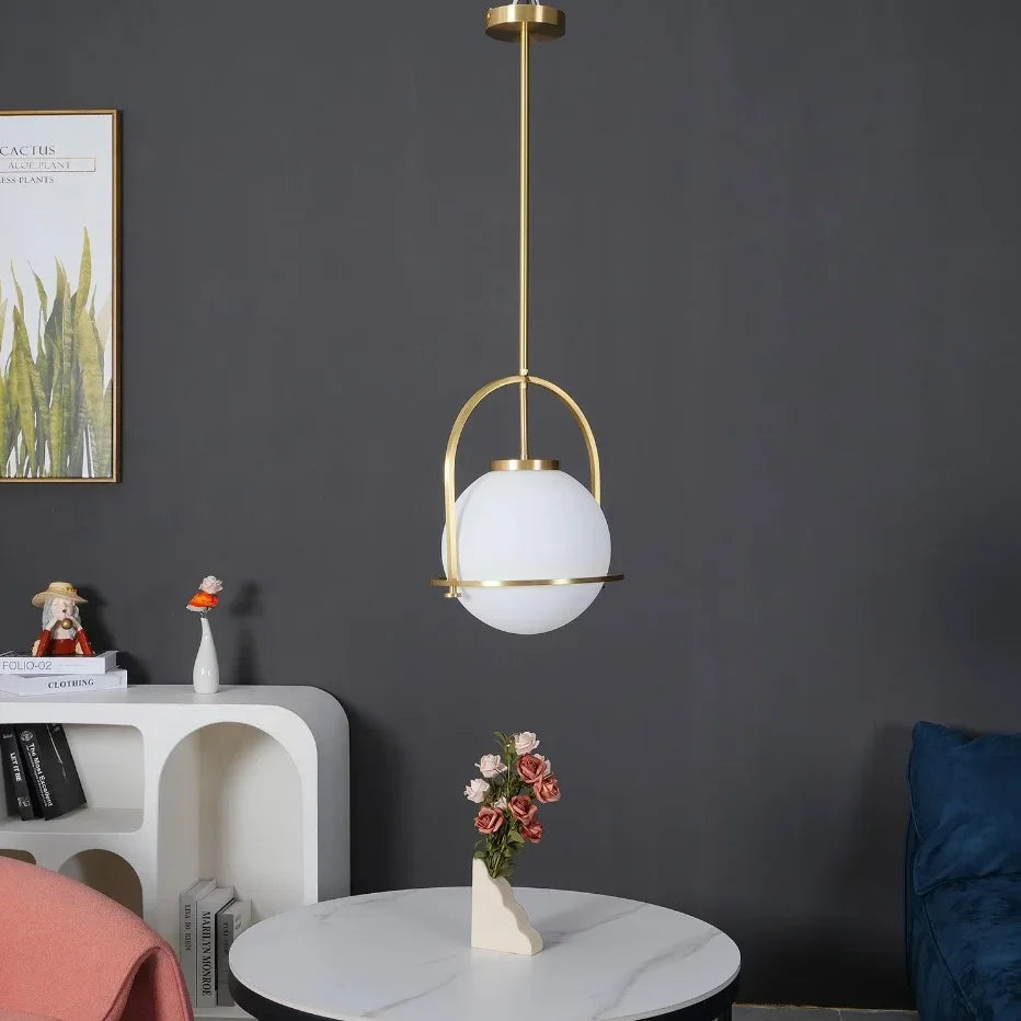 Copper Glass Ball Pendant Light