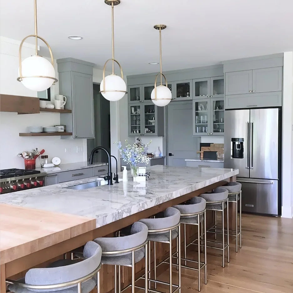 Copper Glass Ball Pendant Light Kitchen