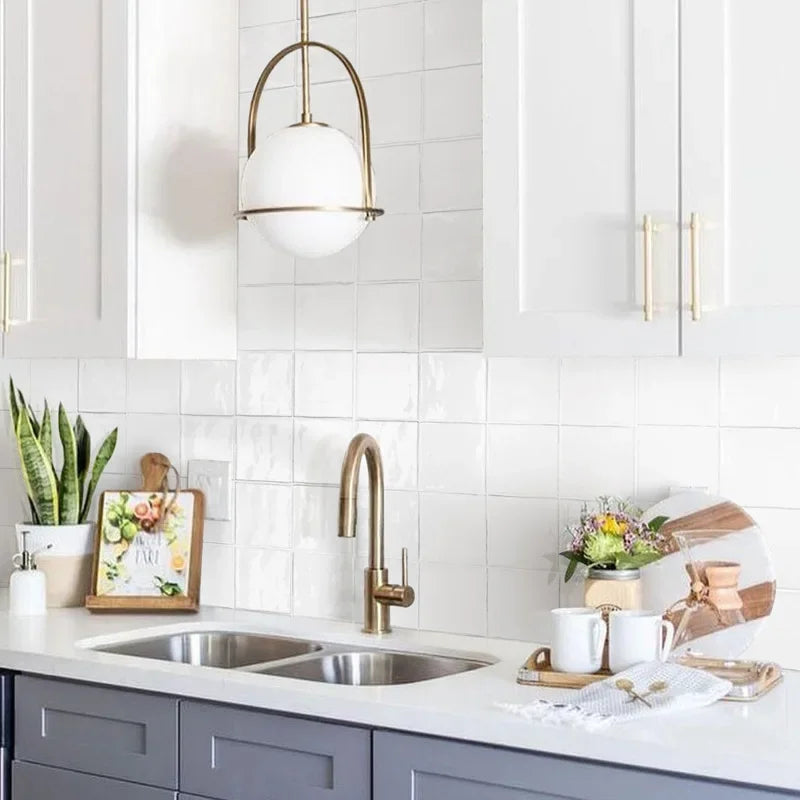 Copper Glass Ball Pendant Lights Kitchen