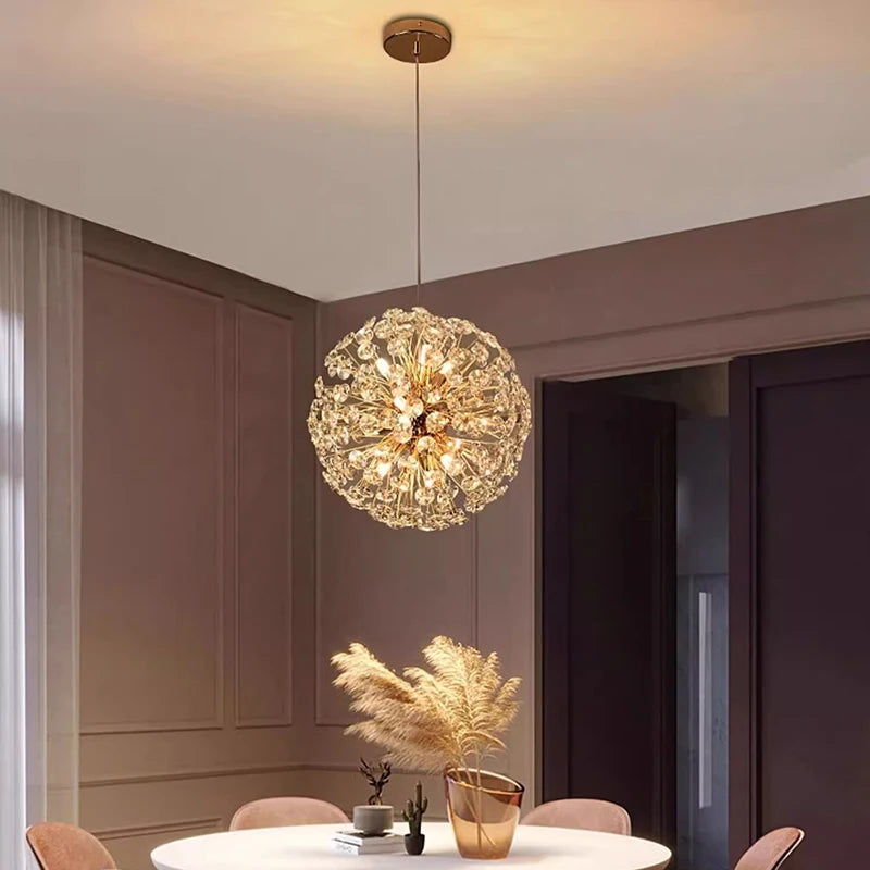 Crystal Ball Ceiling Light Dining Area