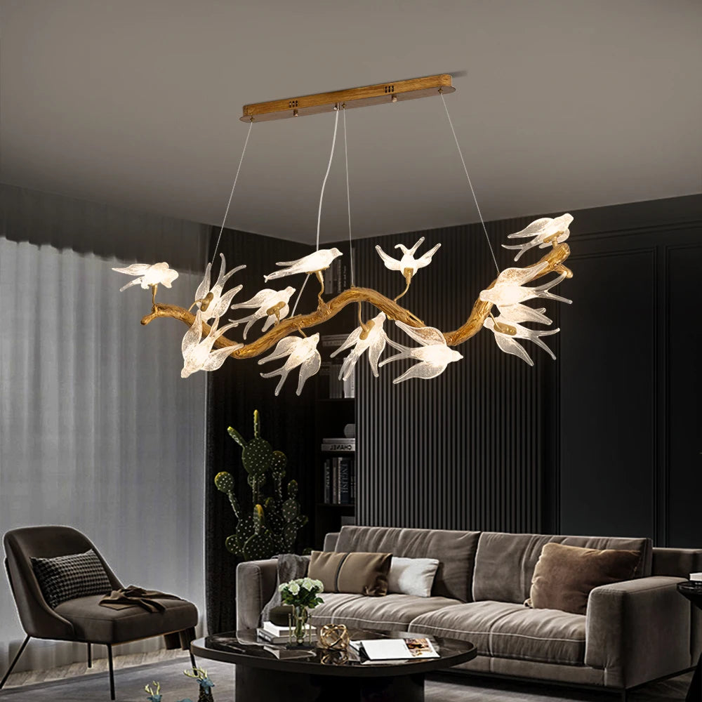 Crystal Bird Ceiling Light Chandelier Living Room