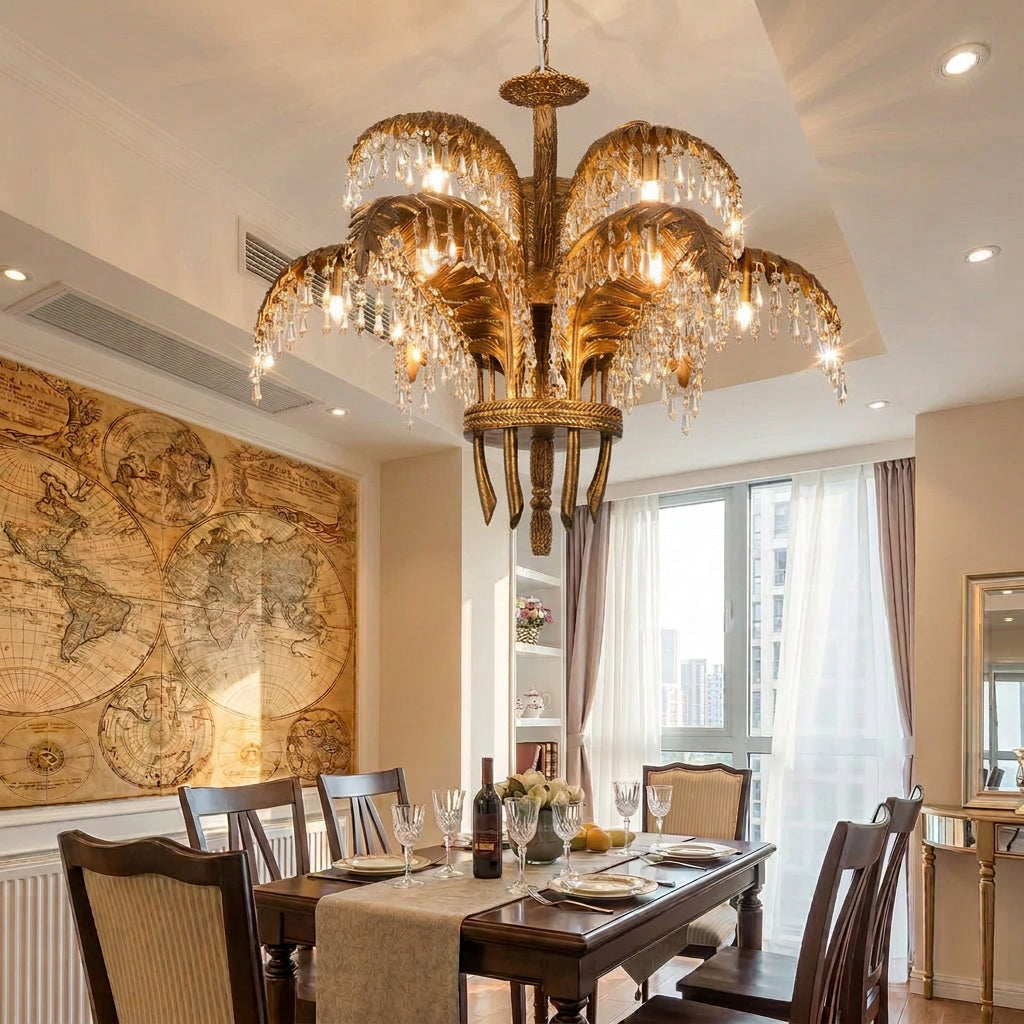 Crystal Palm Leaf Chandeliers