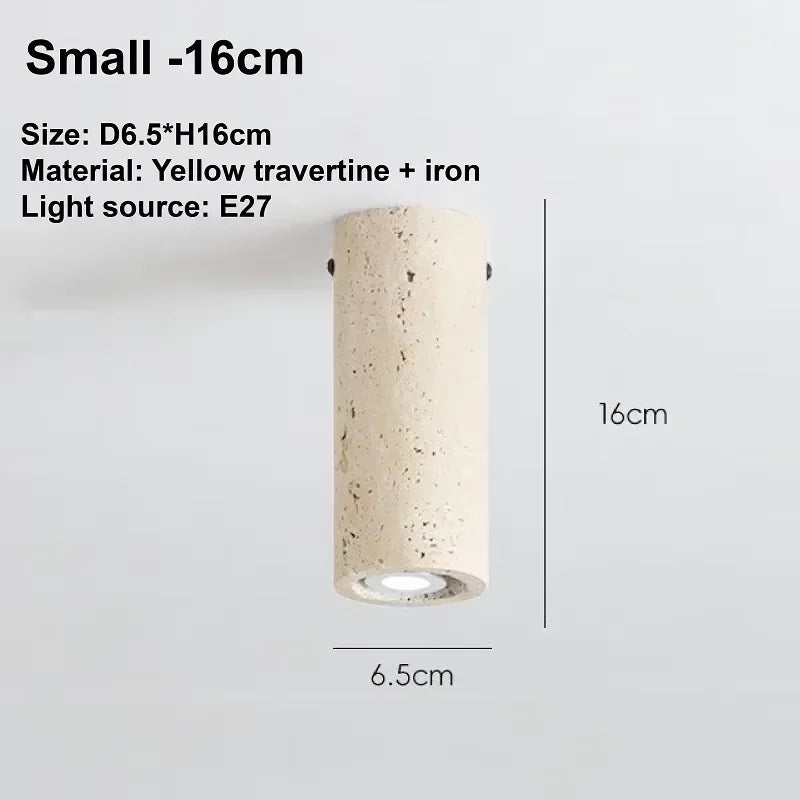 Cylindrical Travertine Stone Ceiling Light Corridor Spotlight
