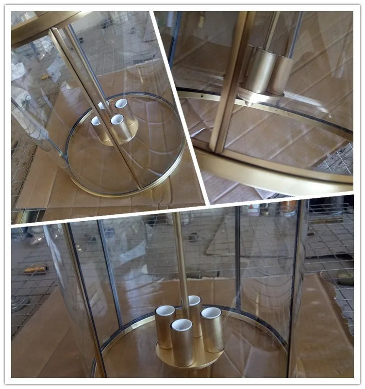 Copper And Glass Birdcage Hanging Lamps