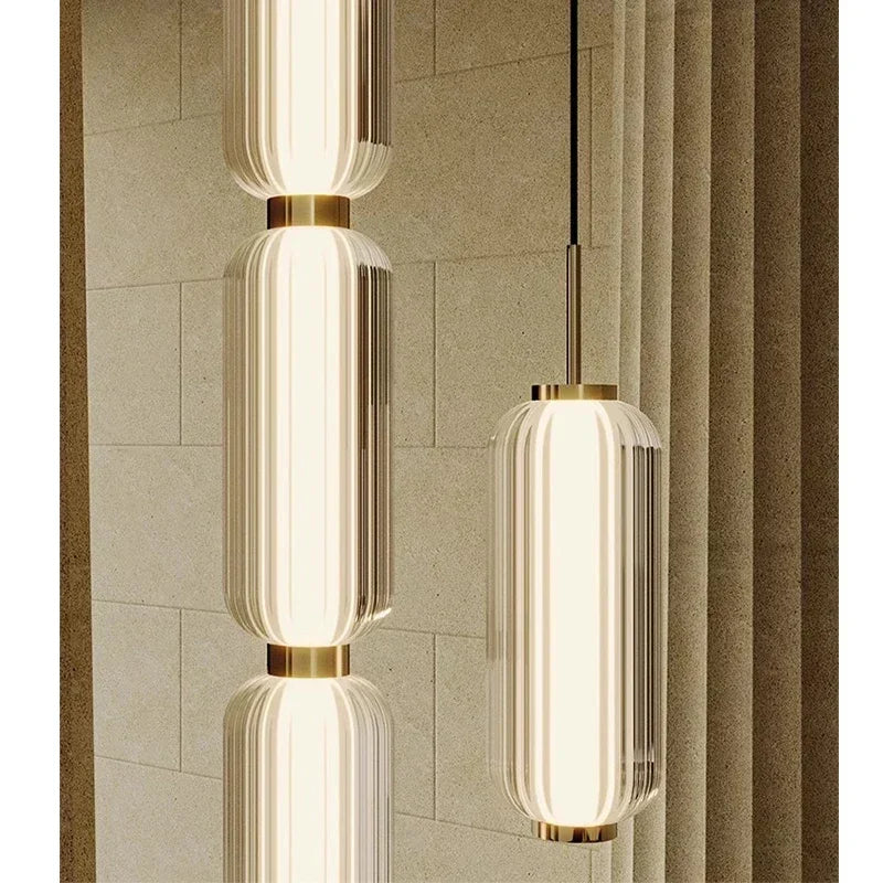 Glass Column Hanging Lights