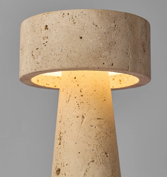 Travertine Stone Bedside Table Lamps