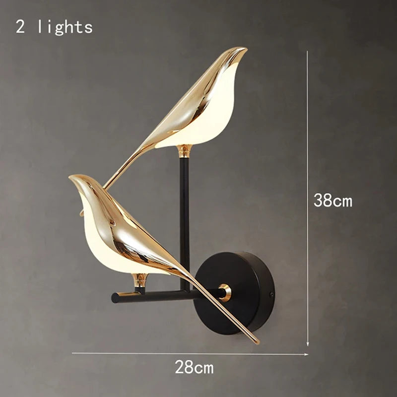 Double Magpie Bird Wall Light