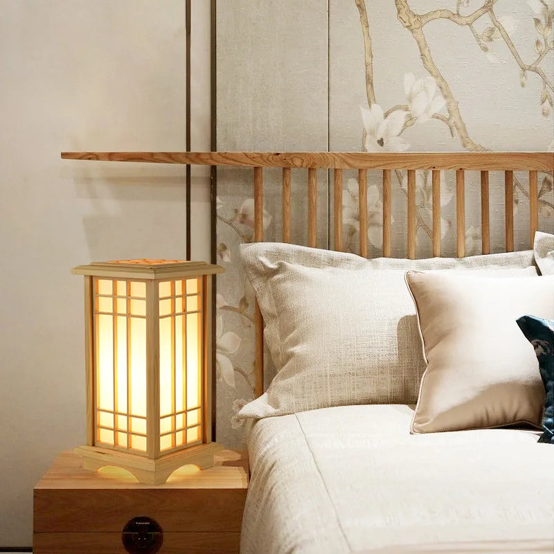 Japanese Style Wooden Floor Lamp for Living Room Bedroom