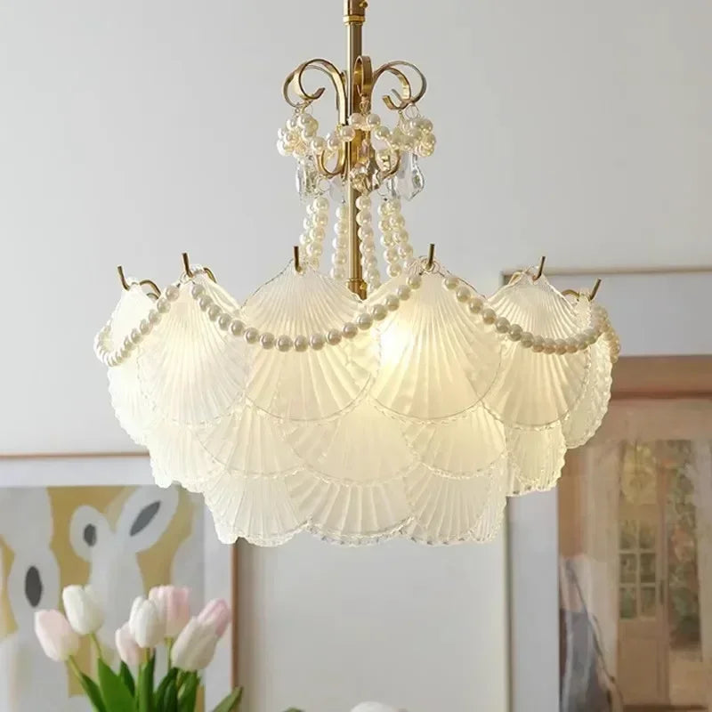 French Glass Leaf Pendant Chandeliers