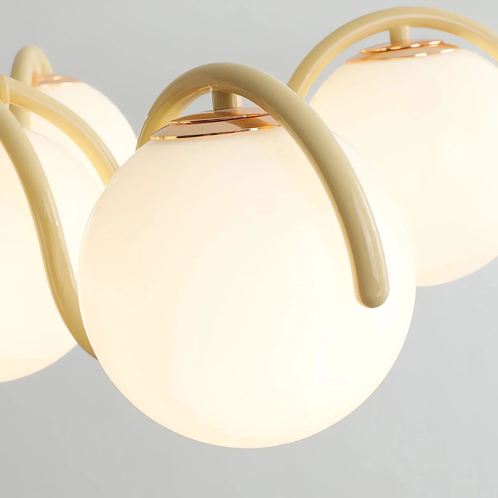 Elegant French Cream Magic Bean Round Glass Pendant Light for Bedroom Study