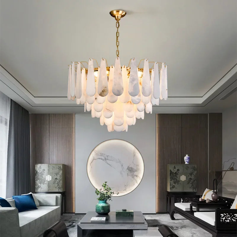 French Marble Chandelier Living Room