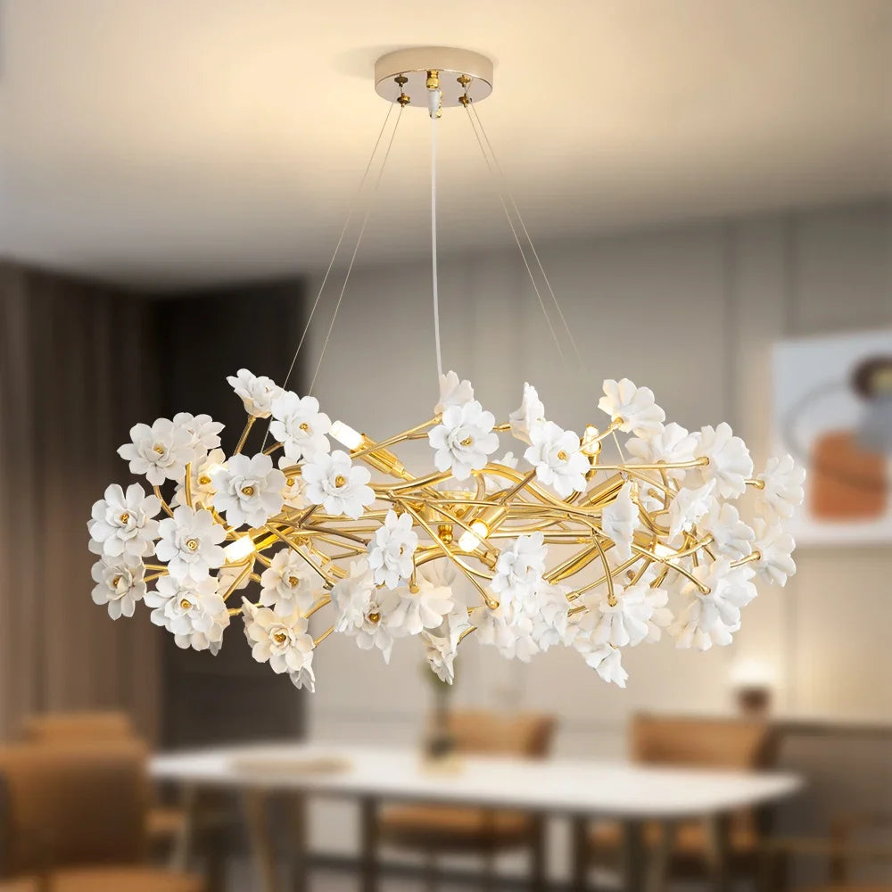 French White Flower Ceiling Lights Chandelier