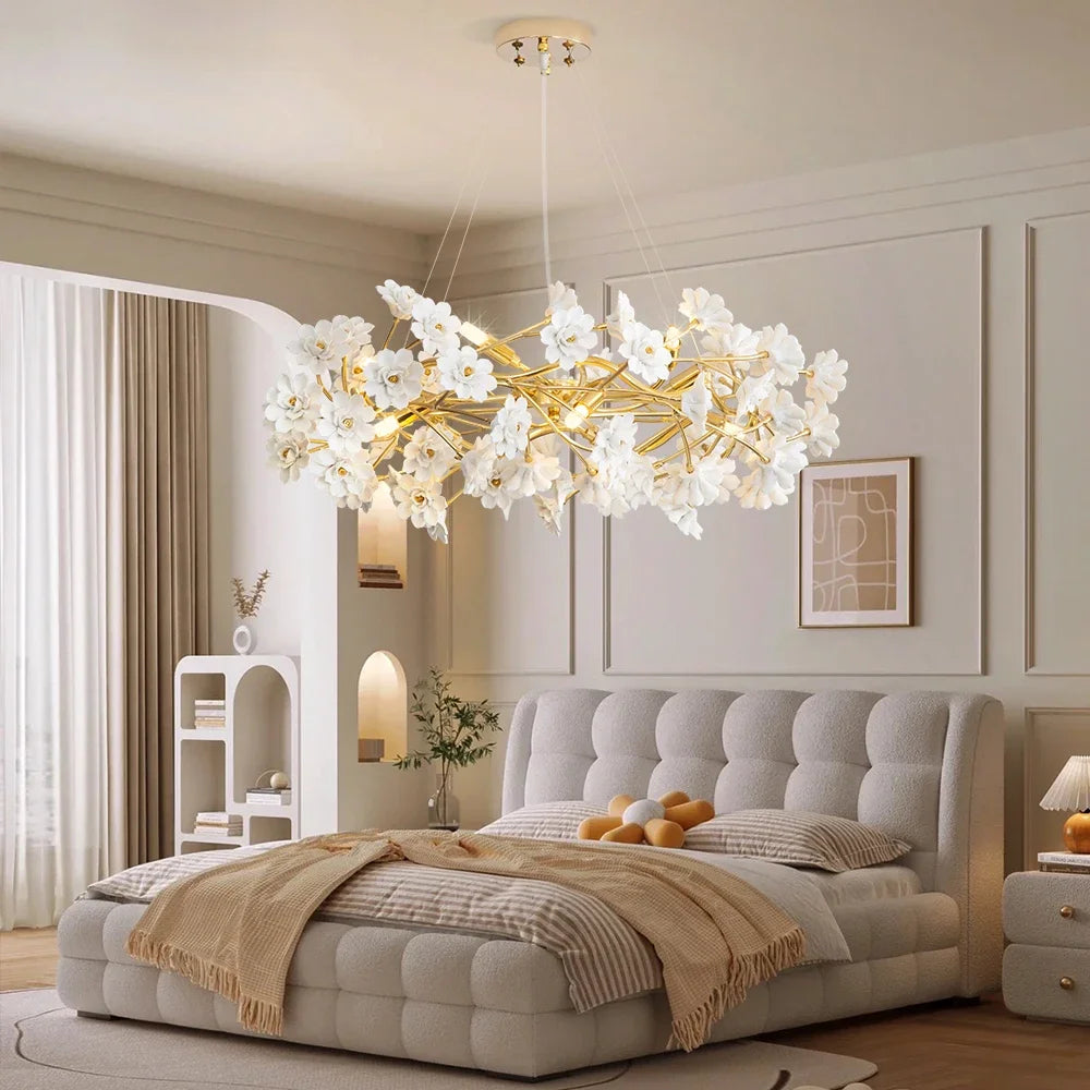 French White Flower Chandelier