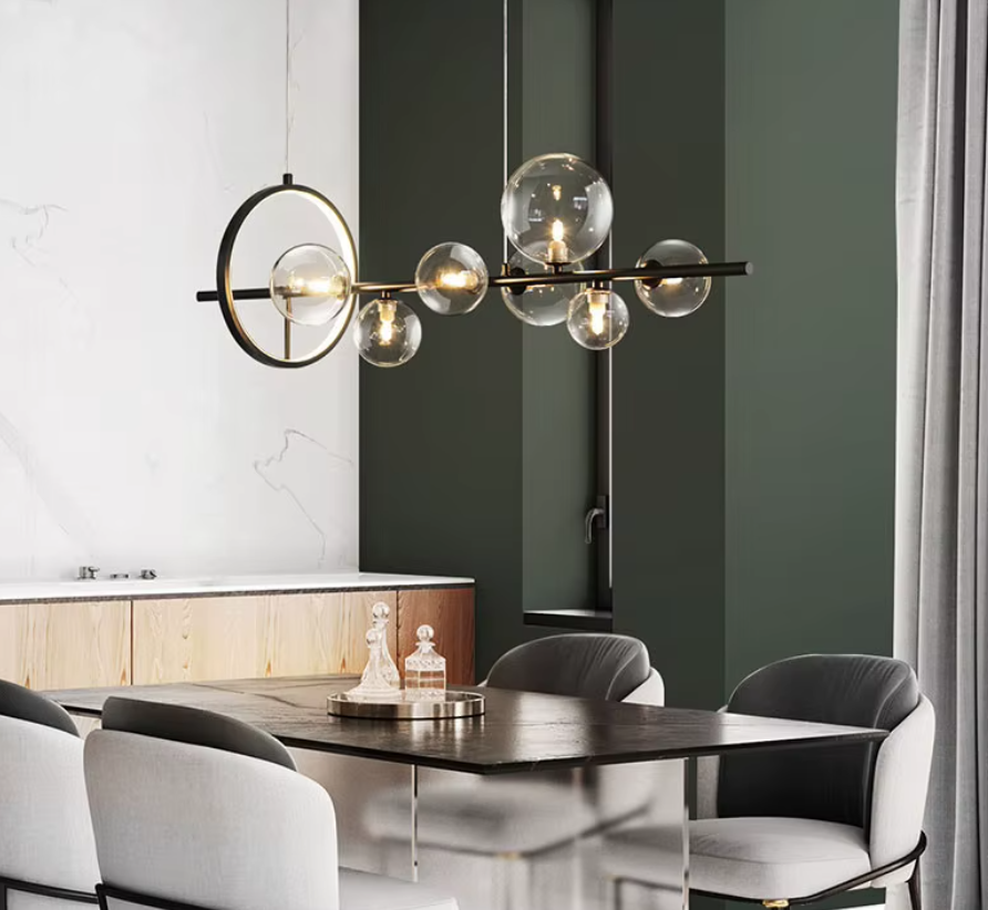 Glass Bubble Chandelier Dining Room Table