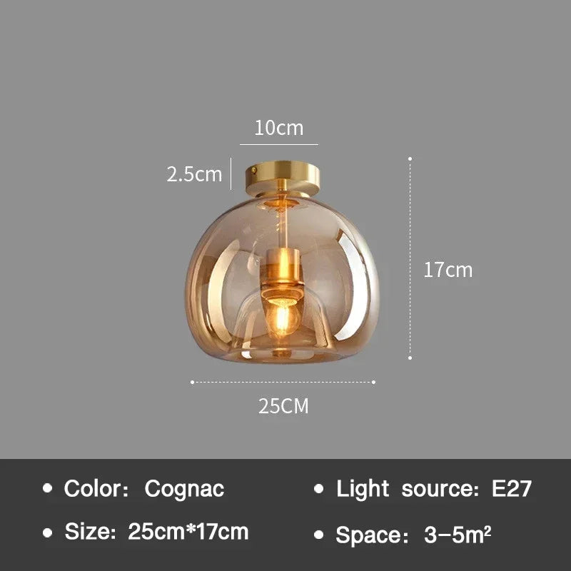 Glass Ceiling Light amber 25 cm