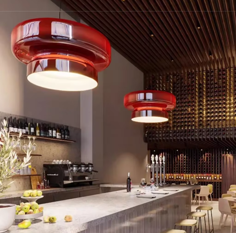 Red Glass Designer Pendant Light