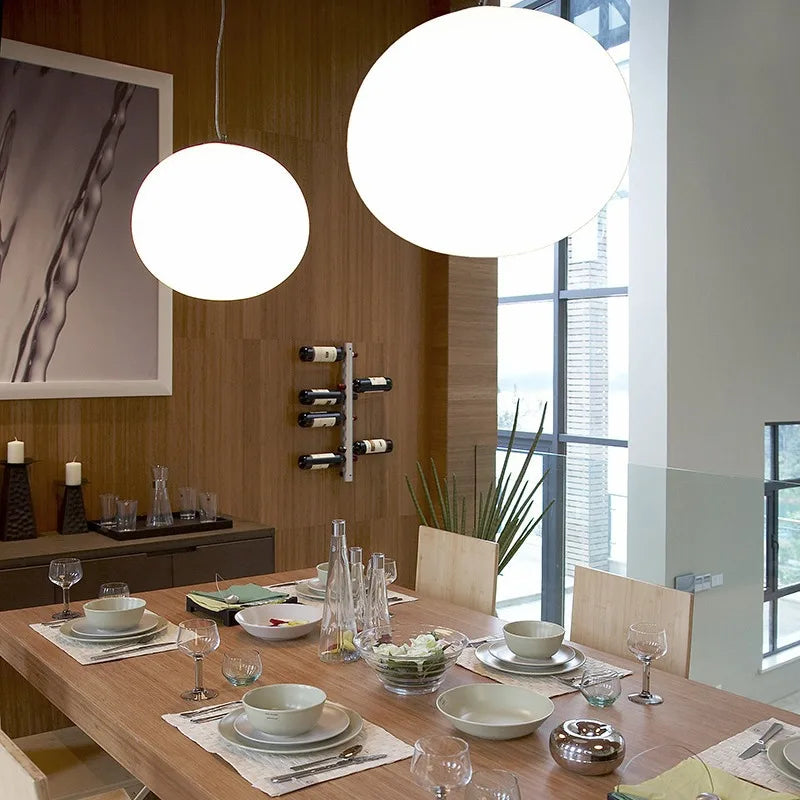 Glass Oval Opaline Lamp Dining Room Table