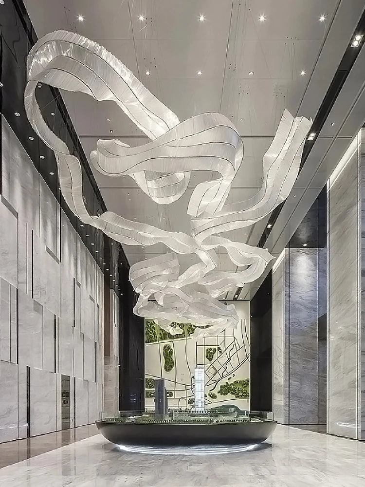 Glass Ribbon Ceiling Chandelier For Hotel