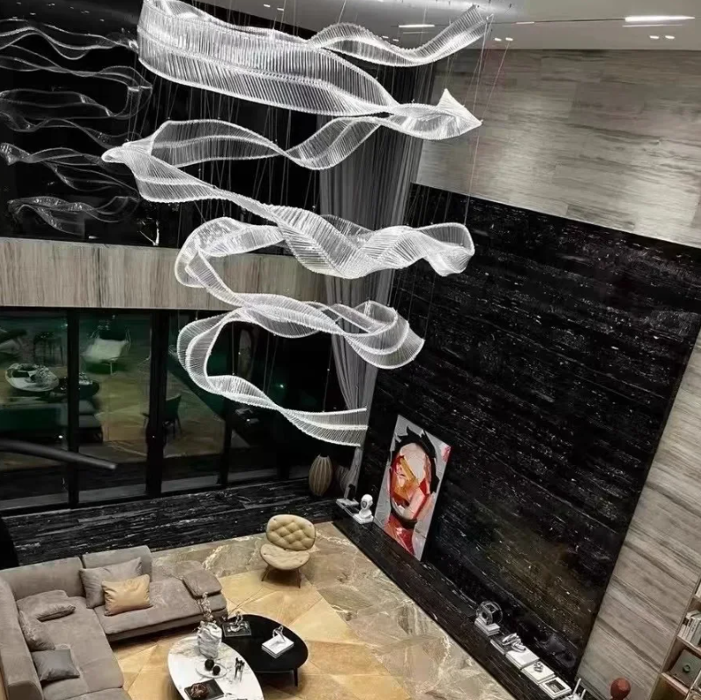 Glass Ribbon Ceiling Chandelier For Living Room