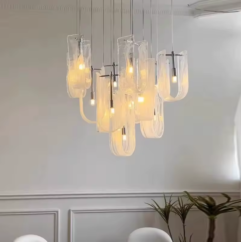 Glass Ribbon Chandelier Dining Room